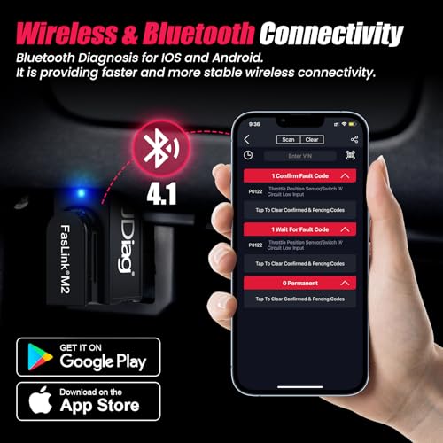 Escáner Bluetooth M2 OBD2 para iPhone y Android ELM327 OBDII