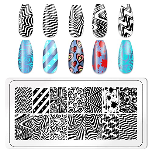 KAAGEE Juego de 5 placas de estampado de arte de uñas geomét