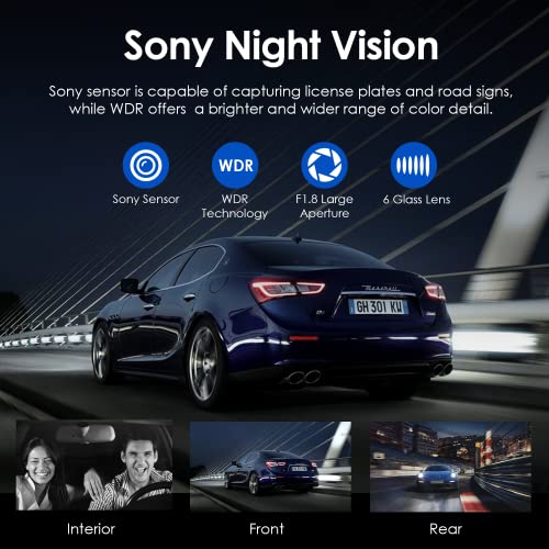 Cámara de tablero de 3 canales con función WiFi, visión noct
