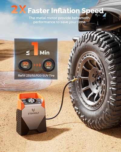 ETENWOLF Zephyr S5 - Inflador de neumáticos portátil de alta
