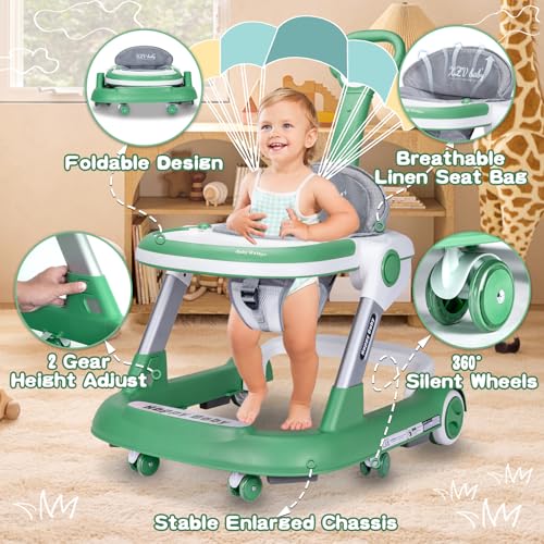 XZV Andador plegable para bebés, andador antivuelco con ruedas, centro