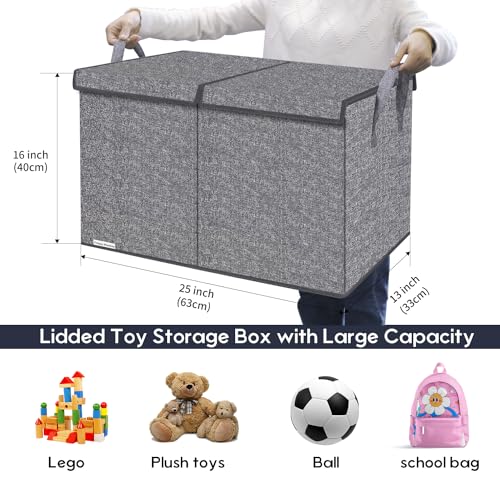 ZMGCWJX - Caja de juguetes grande resistente con tapas y asas, cesta o