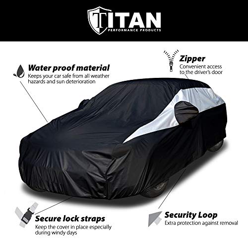 Titan Jet Black Poly 210T - Funda de coche para sedanes de 1