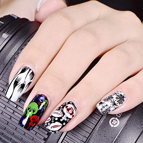 4 piezas de placas de estampado de arte de uñas de Halloween