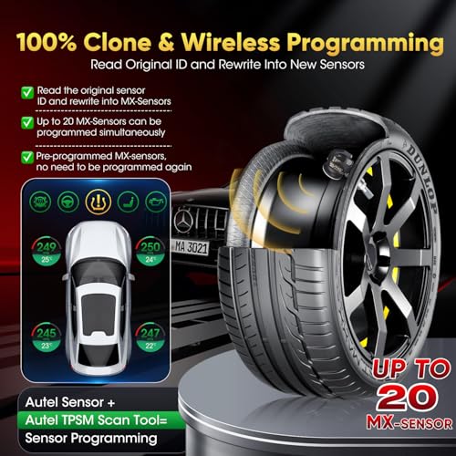 Autel Juego de 4 sensores TPMS, sensor MX-2 en 1, 315 MHz +