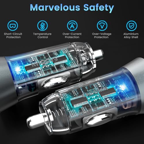 Paquete de 2 cargadores de coche USB C de 90 W, doble puerto