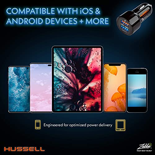 Hussell Adaptador de cargador de coche - USB 3.0 portátil co