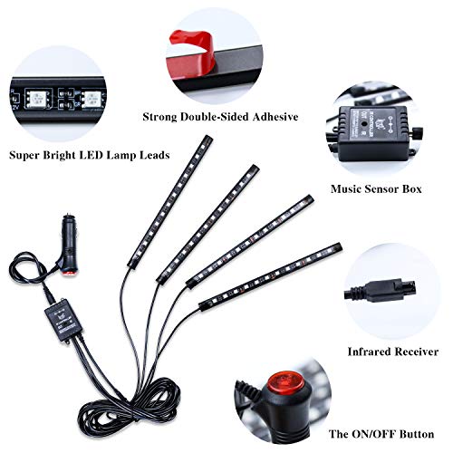 LivTee Luces LED para interiores de automóvil, 4 unidades, 4
