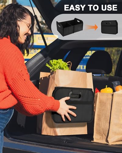 Organizador de maletero de automóvil, plegable, negro, 18.5