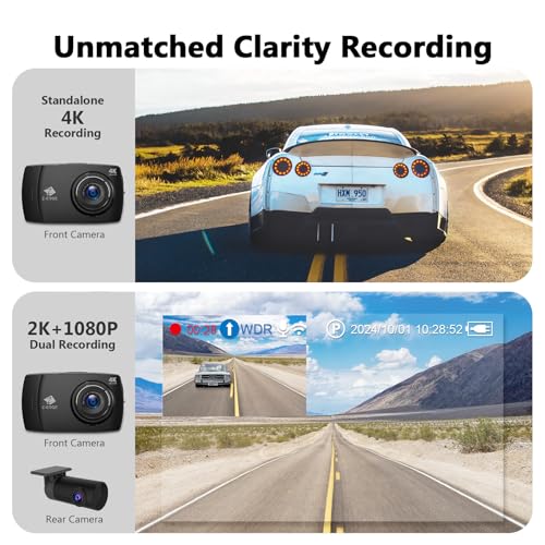 Z-Edge T4 Dash Cam delantera y trasera, cámara de tablero du