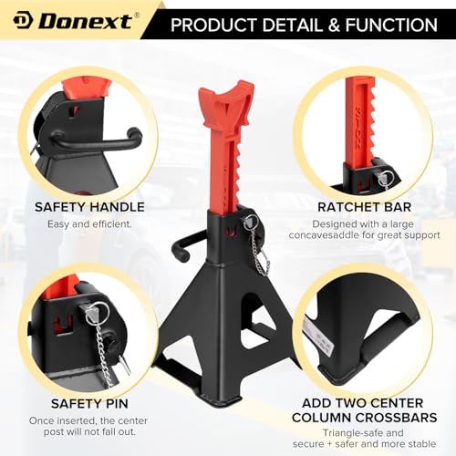 Donext Jack Stands de 3 toneladas (6,500 lb) de acero de dob