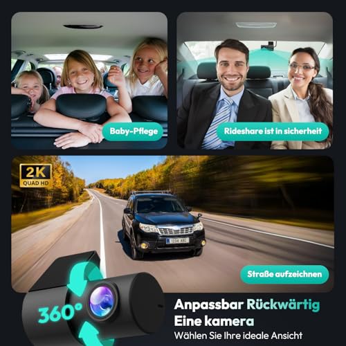 Cámara de tablero dual 4K+2K frontal y trasera, Dashcam con
