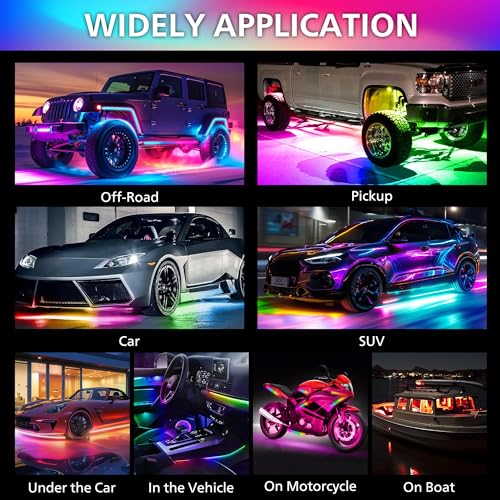 Underglow - Luces LED para autos, 180 luces LED RGBI de neón