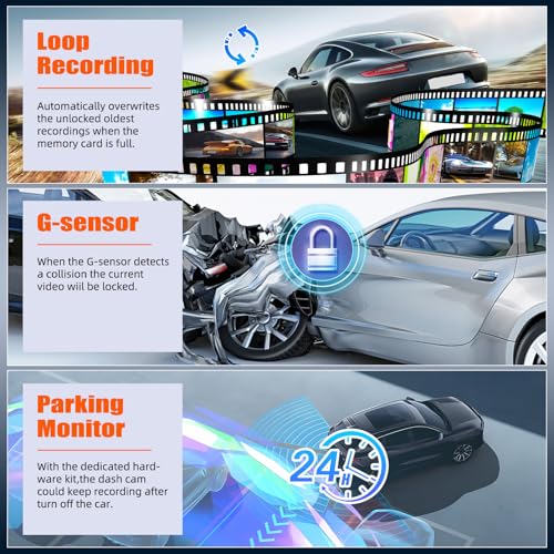 Espejo Dash Cam de 4 pulgadas, espejo retrovisor 1080P cámar