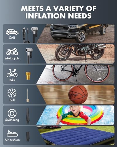 Anykit Inflador de neumáticos, compresor de aire portátil, b