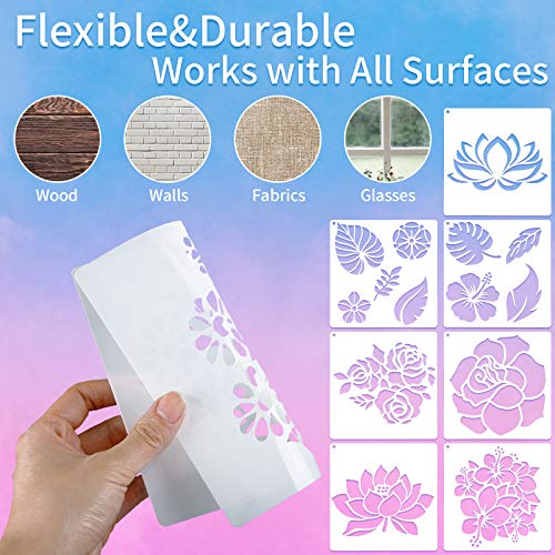Zonon Kit de plantillas de flores de 17 piezas para pintar s