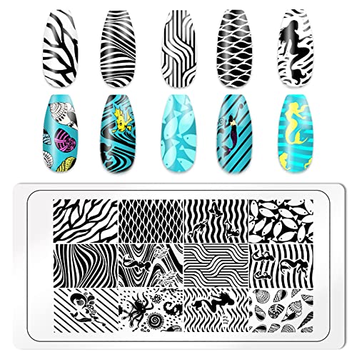 KAAGEE Juego de 5 placas de estampado de arte de uñas geomét
