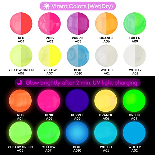 ABEIER Pintura acrílica que brilla en la oscuridad, 10 color
