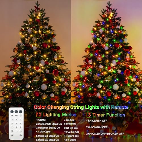 echosari Paquete de 2 tiras de luces que cambian de color, 3