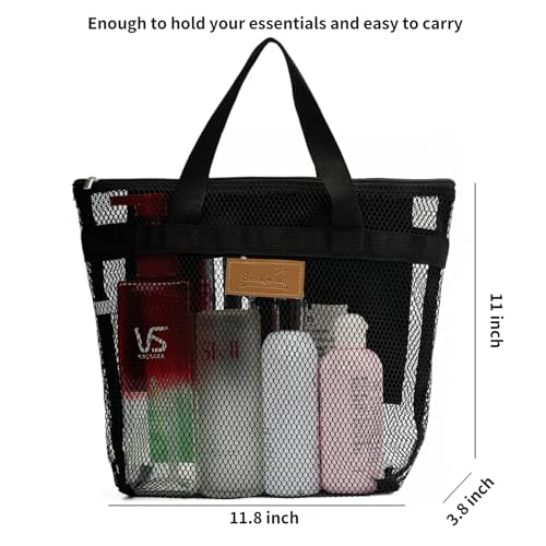 Bolsa de ducha de malla portátil, organizador de baño y aseo
