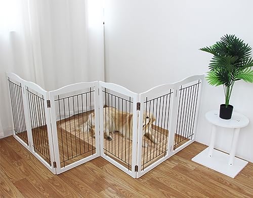 ZJSF Puerta plegable independiente para perros, puerta de ma