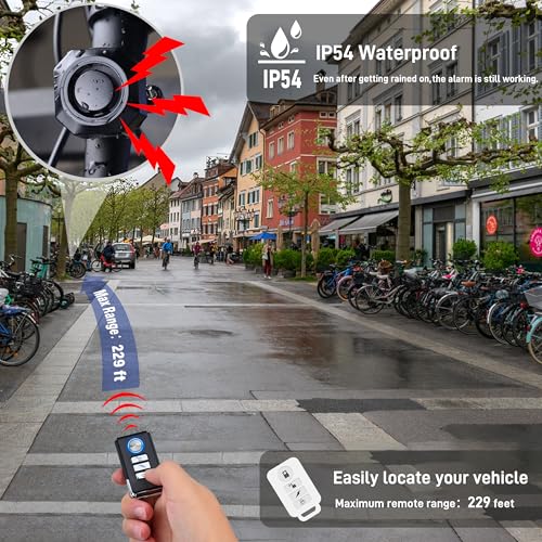 Cruxer Alarma de bicicleta recargable por USB con soporte, a
