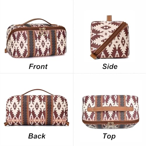 Bolsa de maquillaje bohemia de poliuretano, estuche organiza