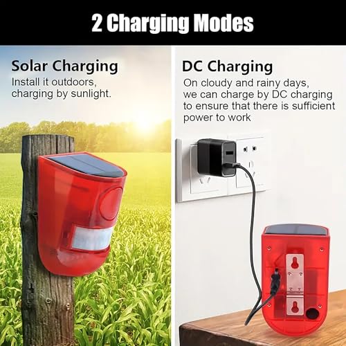 Alarma solar de sonido y luz con sensor de movimiento de 110