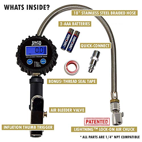 Medidor digital de inflador de neumáticos Jaco FlowPro, 200