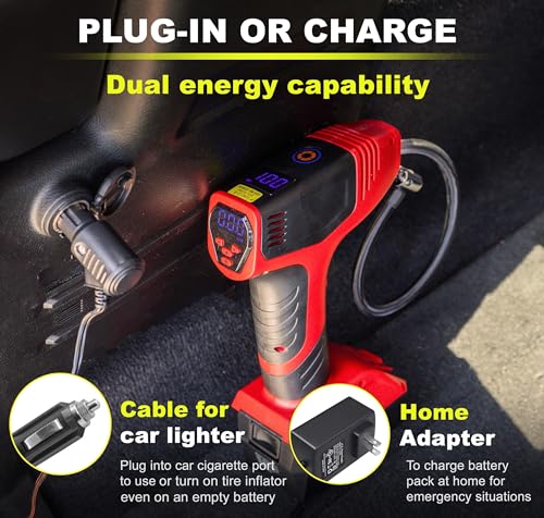 Bullseye Pro Max Deluxe - Inflador de neumáticos portátil, c