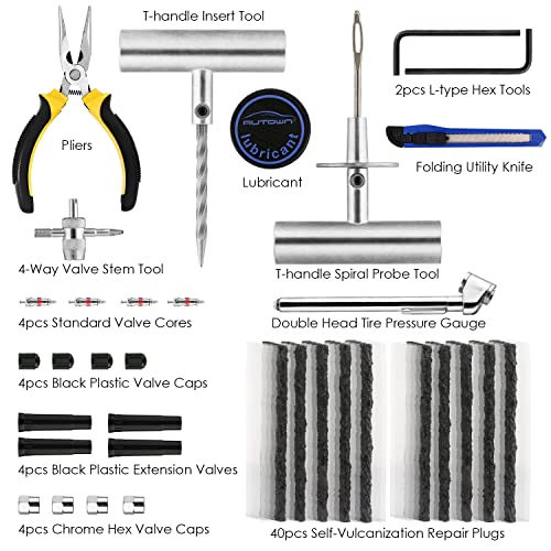 Kit de reparación de neumáticos, kit de 68 piezas de tapones