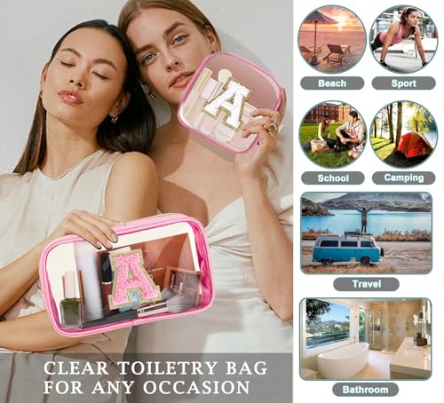 Bolsa de maquillaje transparente con letra inicial personali