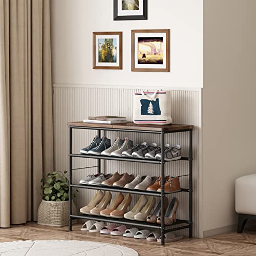 Zapatero organizador de 4 niveles de metal con tablero indus