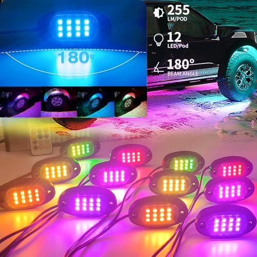 8 cápsulas RGB+IC LED Rock Lights para carrito de golf, cami