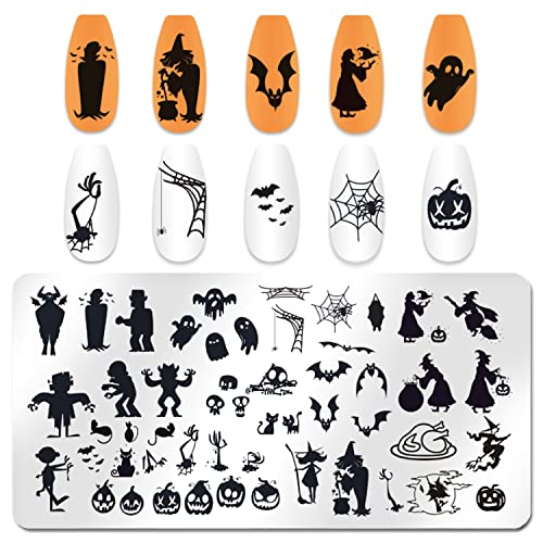 WOKOTO Juego de 6 placas de sello de arte de uñas Holloween