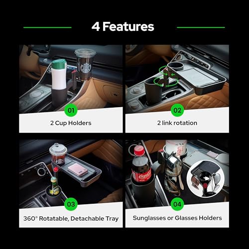 Adaptador expansor de portavasos para automóvil con bandeja