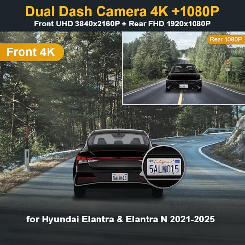Fitcamx 2160P+trasera 1080P Dash Cam Adapts para Hyundai Ela