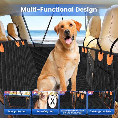mucar Extensor de asiento trasero para perros, funda de asie