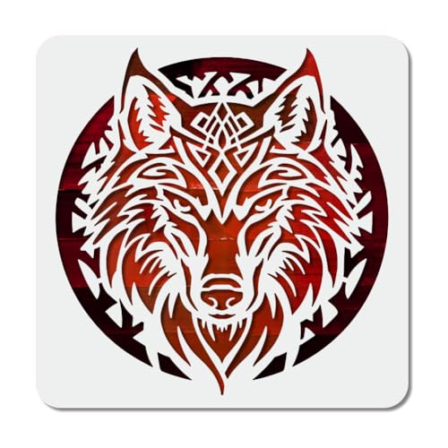 MAYJOYDIY Plantilla de dibujo de lobo poderoso de 11.8 x 11.
