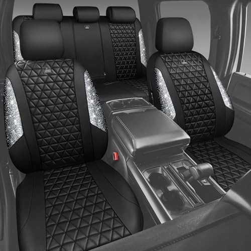 CAR PASS Bling Diamond Leather Car Seat Covers for 2 Front I