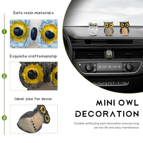 6 piezas de mini búho decoración de tablero de automóvil, li
