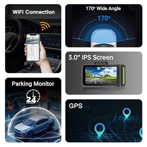 Cámara de tablero 4K delantera y trasera con microSD de 64 G