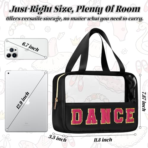Chenille Letter Patch Clear Travel Bags, Preppy PVC&Nylon Ma