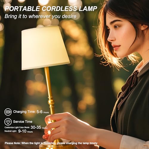 Oneach Juego de 2 lámparas de mesa LED inalámbricas de 16 pu