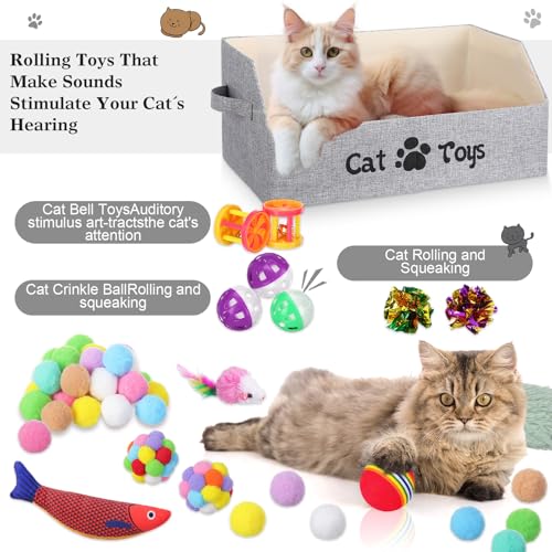 Zopeal Caja de juguetes para gatos de interior, 55 unidades,