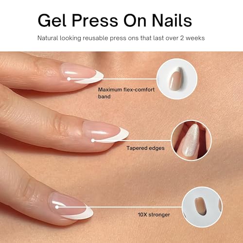 Uñas a presión de gel - Croissant de almendra