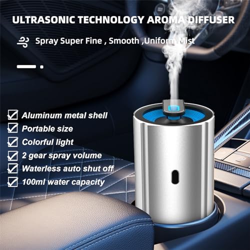 Difusor de aluminio para automóvil, aceite esencial, humidif