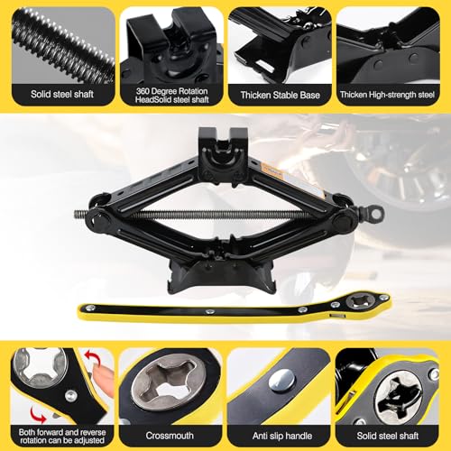 Kit de gato de coche, tijeras para coche, capacidad máxima d