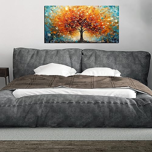 Zoyotago Lienzo grande para pared, diseño de árbol naranja y