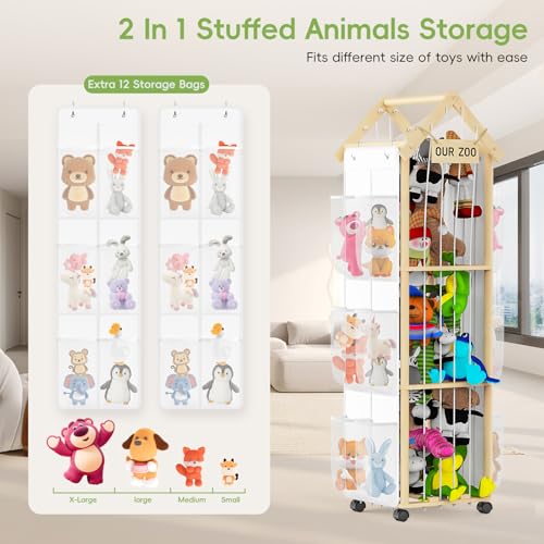 Zoológico de almacenamiento de animales de peluche, jaula de madera 2